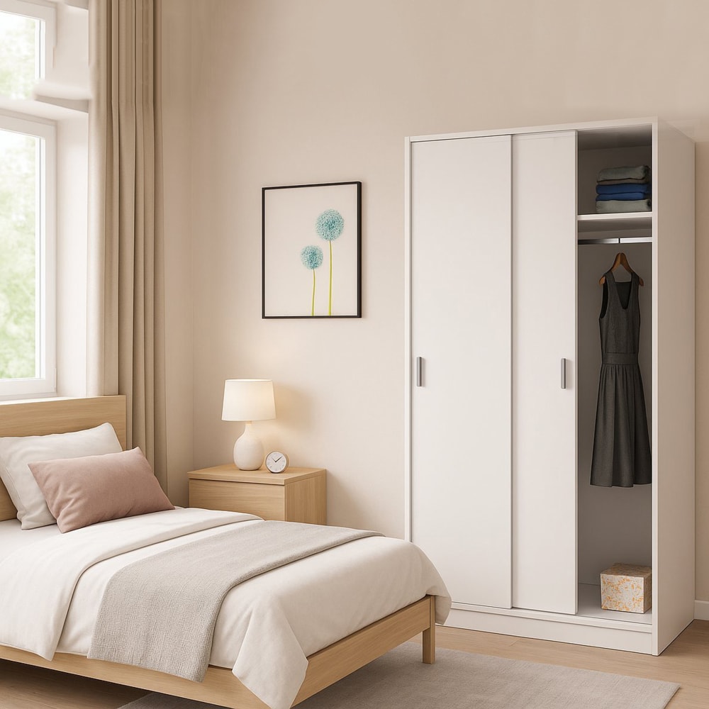 Armoire 2 portes effet bois blanc 100x50 cm - Maisons du Monde
