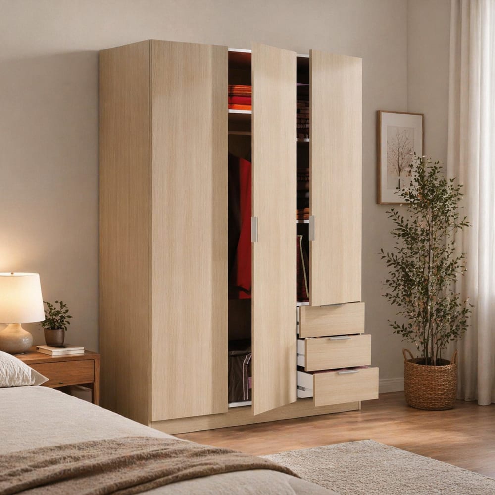 Kleiderschrank mit 3 Türen in Eichenholzoptik - Maisons Du Monde