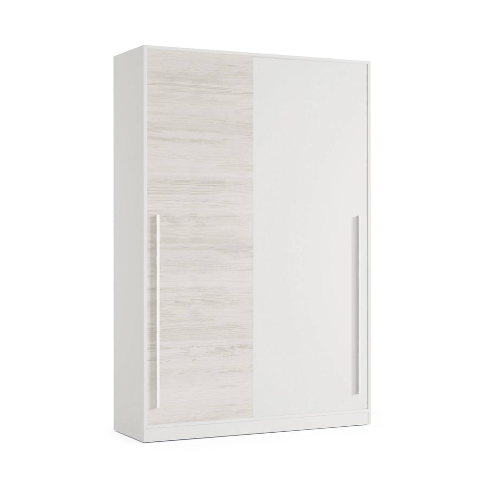 Dmora Zweitüriger Kleiderschrank mit antikweißer Holzoptik style modern - Holz