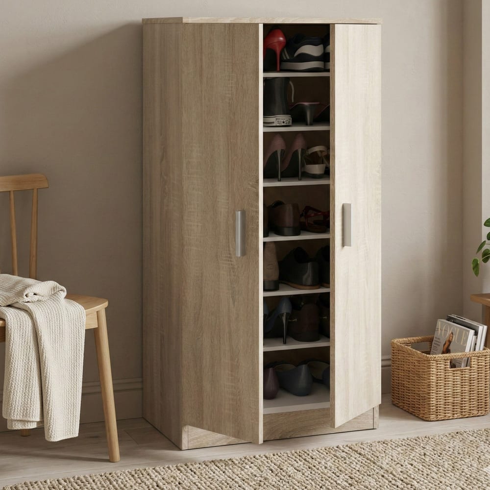 Armoire polyvalente à 2 portes effet bois beige 55x36 cm - Maisons du Monde