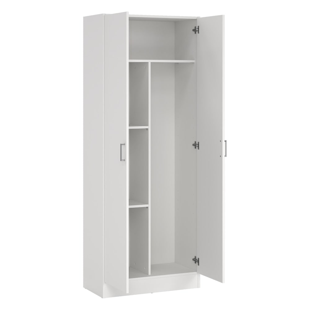 Armario multiusos con 2 puertas, imitación madera blanca, 73x37h180 cm