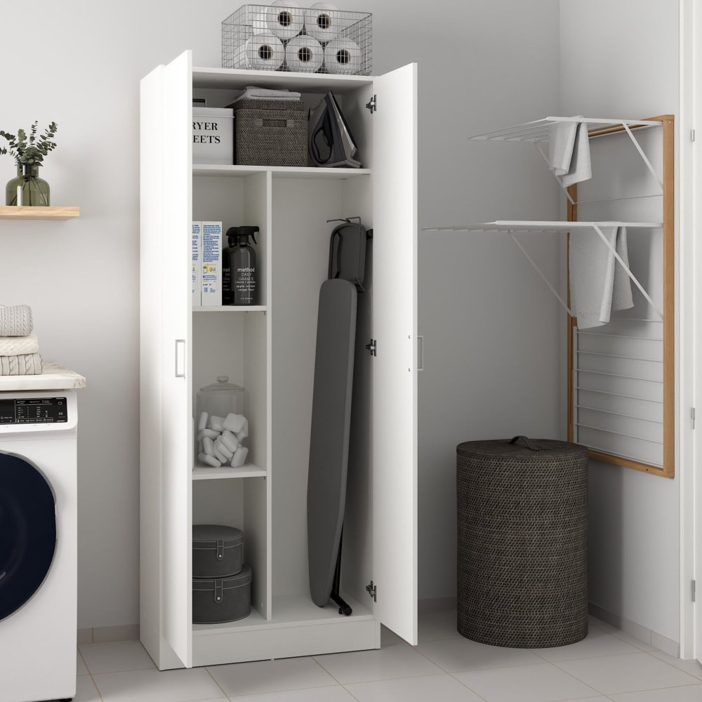 Armoire polyvalente à 2 portes effet bois blanc 73x37h180 cm - Maisons du Monde
