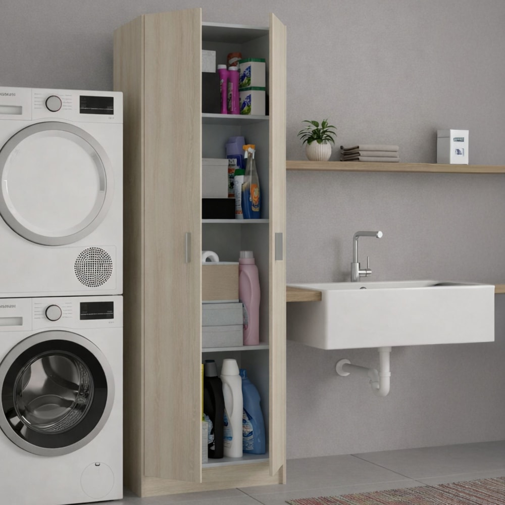 Armoire polyvalente à 2 portes effet bois beige 59x37 cm - Maisons du Monde