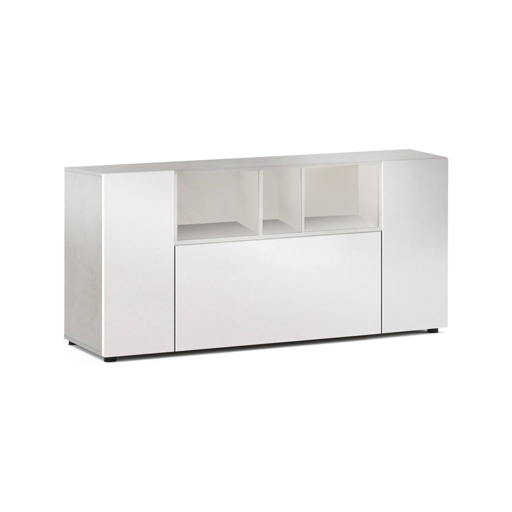 Buffet effet bois blanc, ciment 150x41 cm