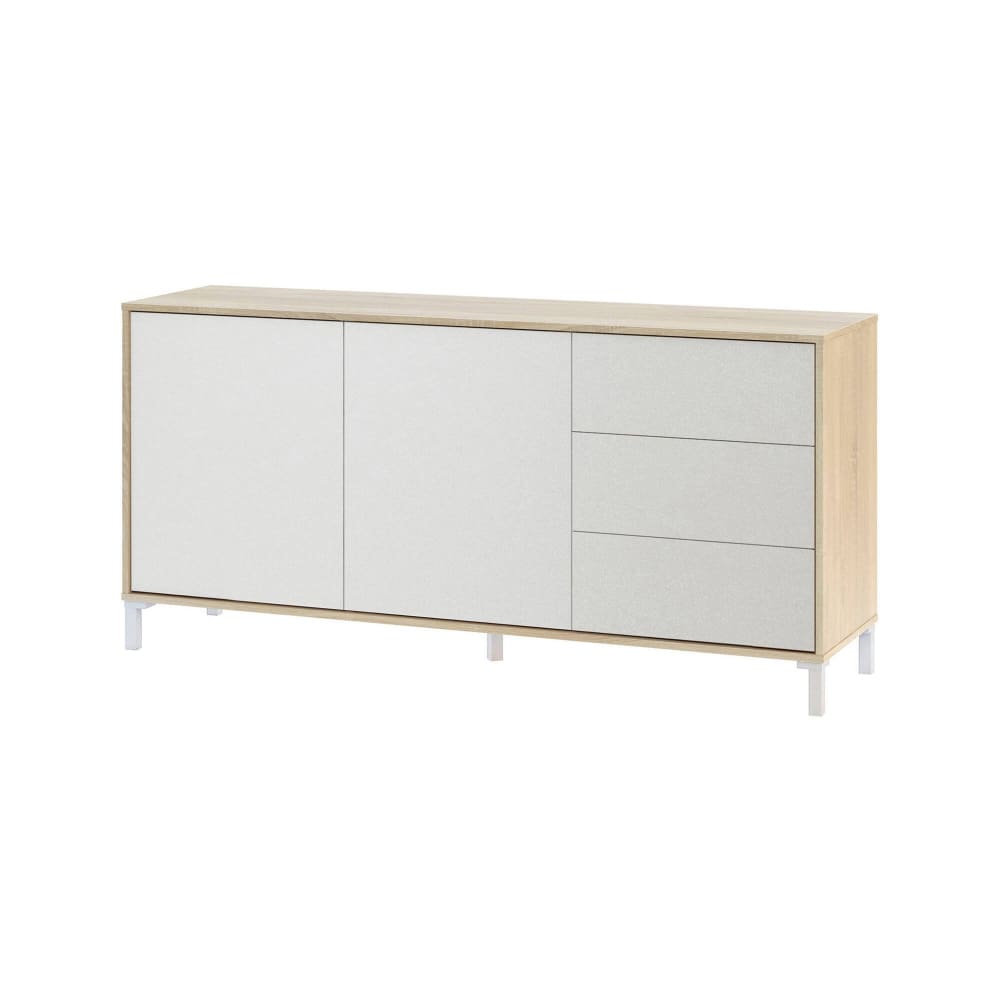Buffet effet bois beige, blanc 154x41 cm