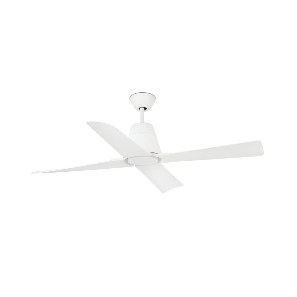 Ventilatore in acciaio bianco senza luce con 4 pale colore bianco