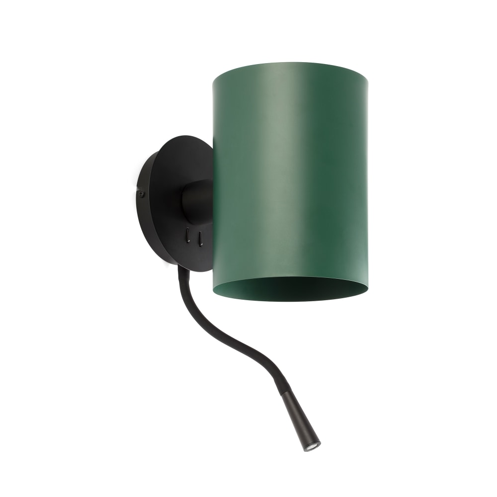 Lampada da parete con paralume verde e lettore - FARO BARCELONA