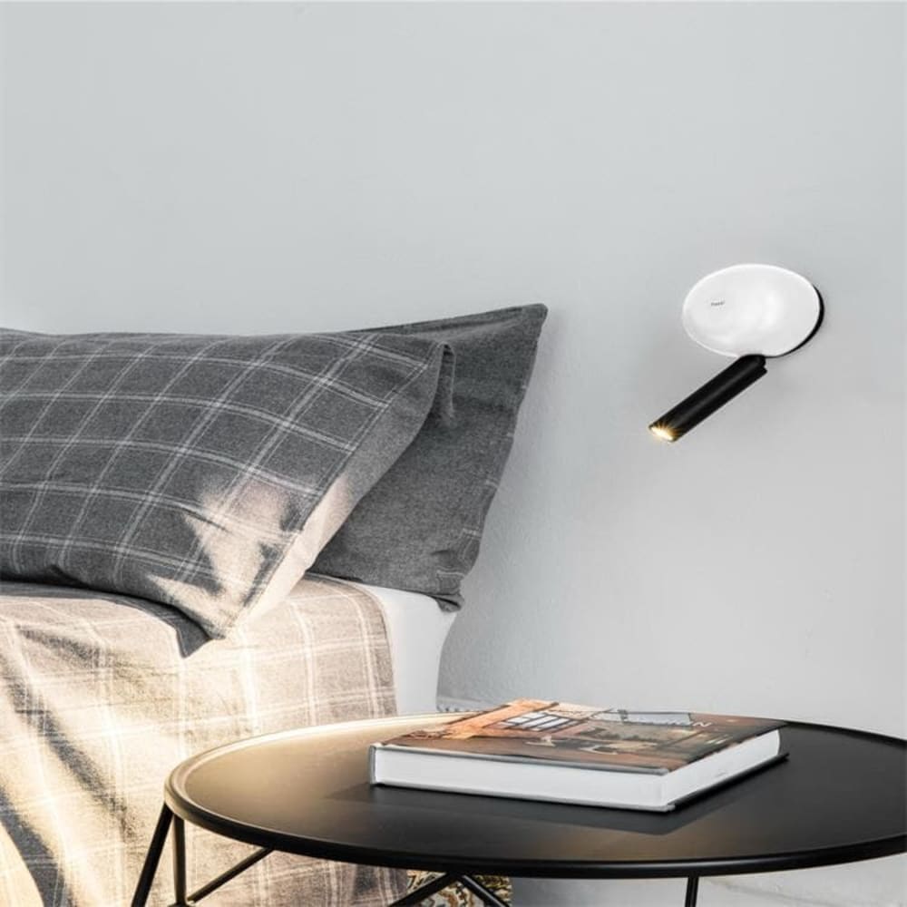Lampada da parete in metallo bianco e lettore nero - FARO