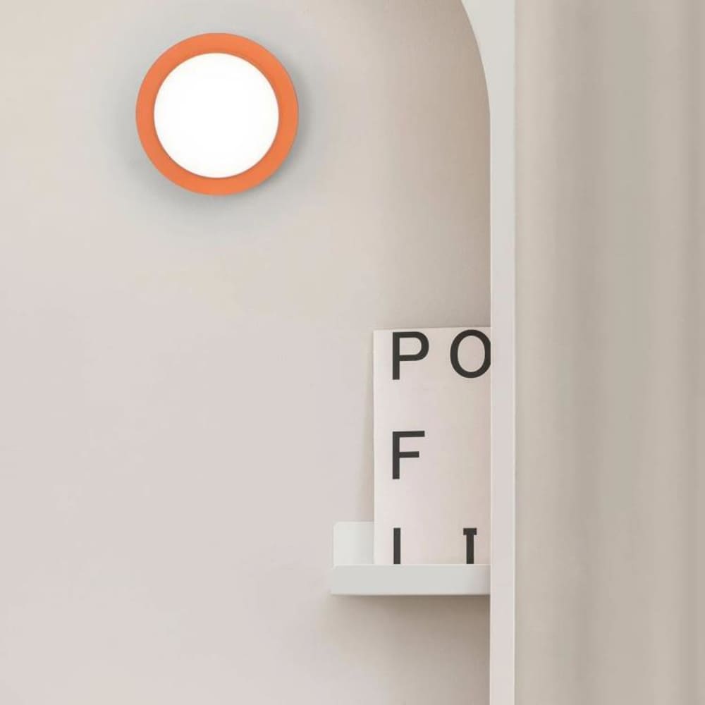 Lampada da parete in metallo corallo e diffusore in vetro IP44 -
