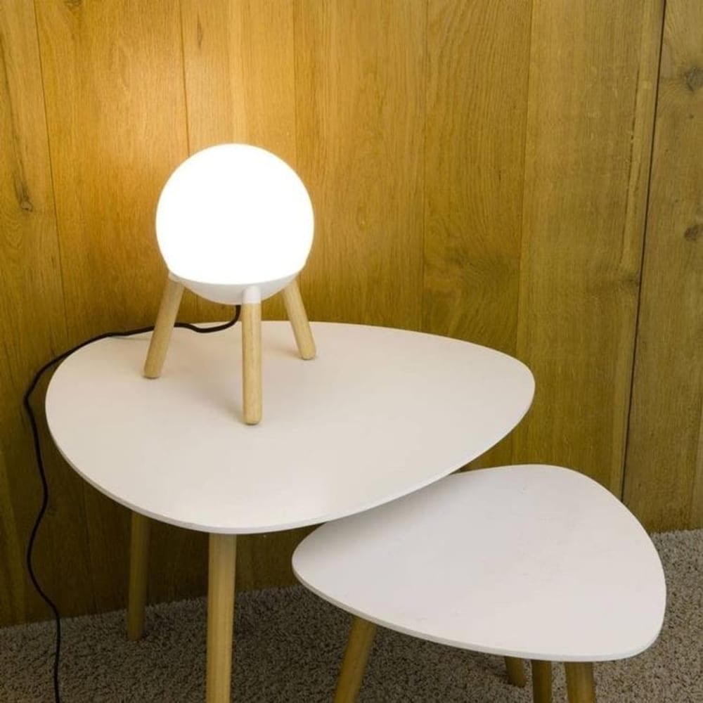 Lampada da tavolo bianca e legno - FARO BARCELONA