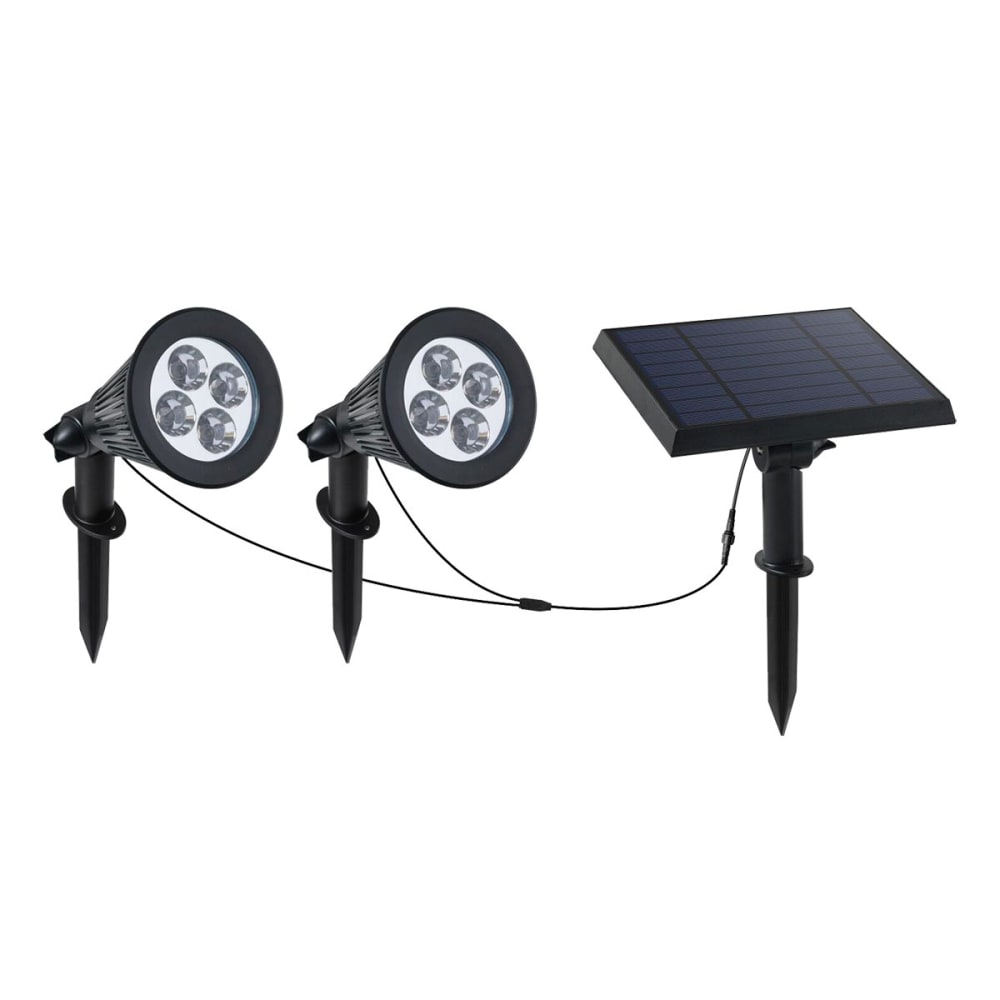 Lot de 2 spots solaires reliés plastique noir 400lm - Maisons du Monde
