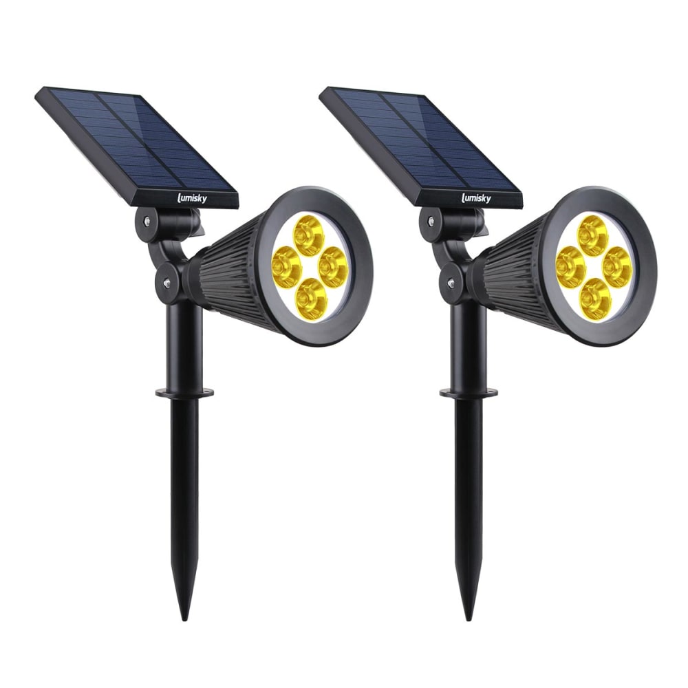 Lot de 2 spots solaires projecteurs Plastique Noir 100LM