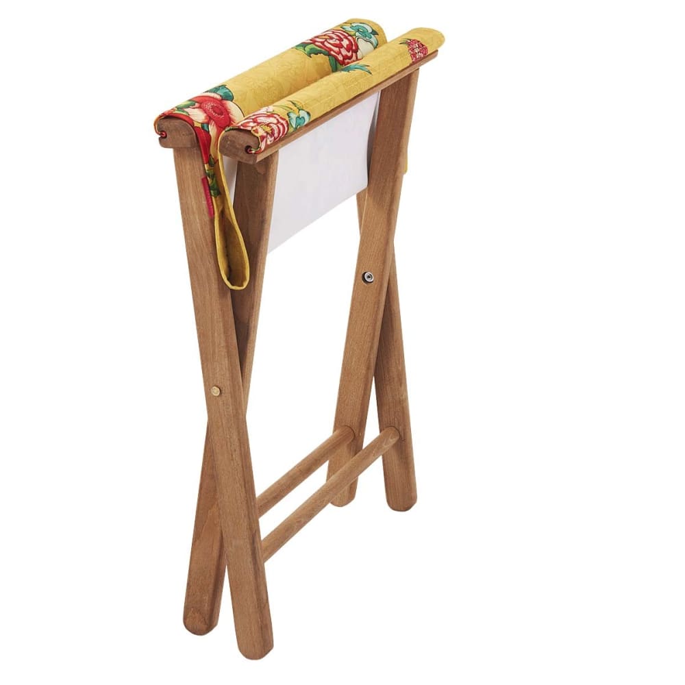 Pliant pêcheur en eucalyptus, toile outdoor, motif fleuri jaune - Maisons du Monde