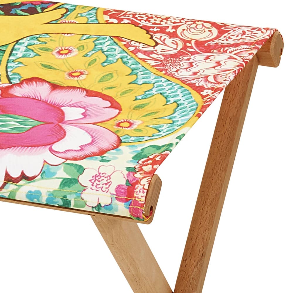 Pliant pêcheur en eucalyptus, toile outdoor, création originale jaune - Maisons du Monde