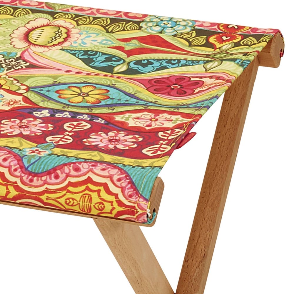Sgabello pieghevole eucalipto tessuto outdoor stampa floreale