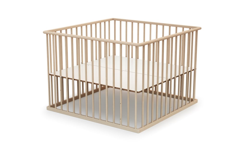 Parc bébé en bois hêtre brut 100 x 100 cm (Webaby) - Image 2