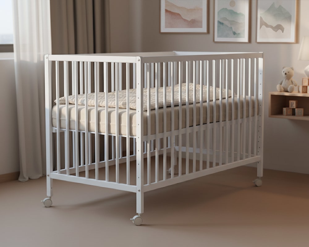 Lit bébé cododo en bois blanc 60 x 120 cm (Webaby) - Image 1