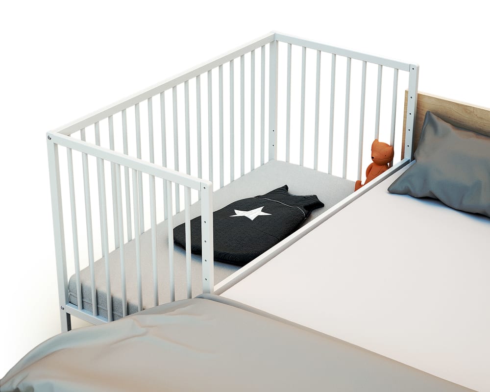 Lit bébé cododo en bois blanc 60 x 120 cm (Webaby) - Image 2