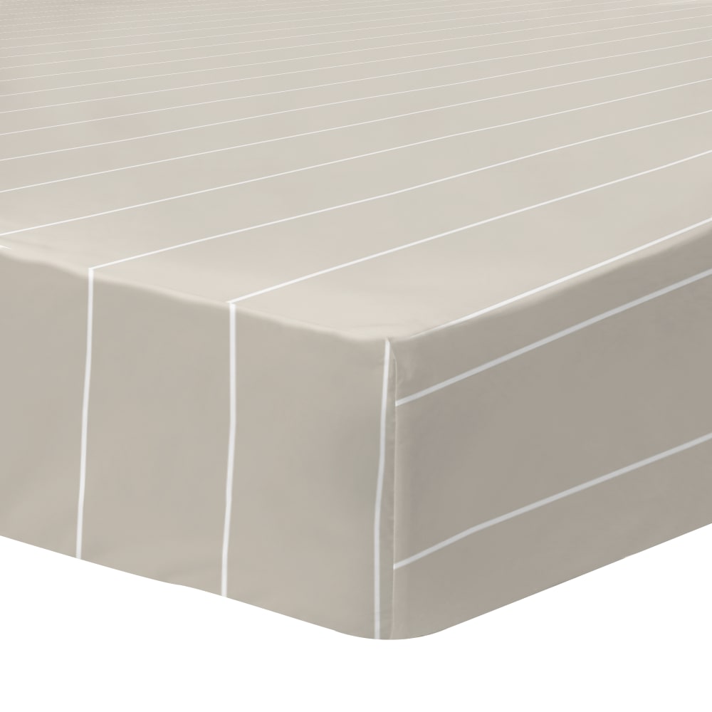 Drap-housse imprimé en coton Grège