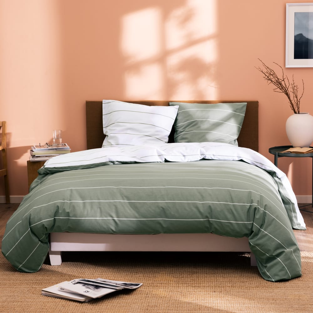 Parure de lit imprimée en coton Lichen 140x200+65x65cm