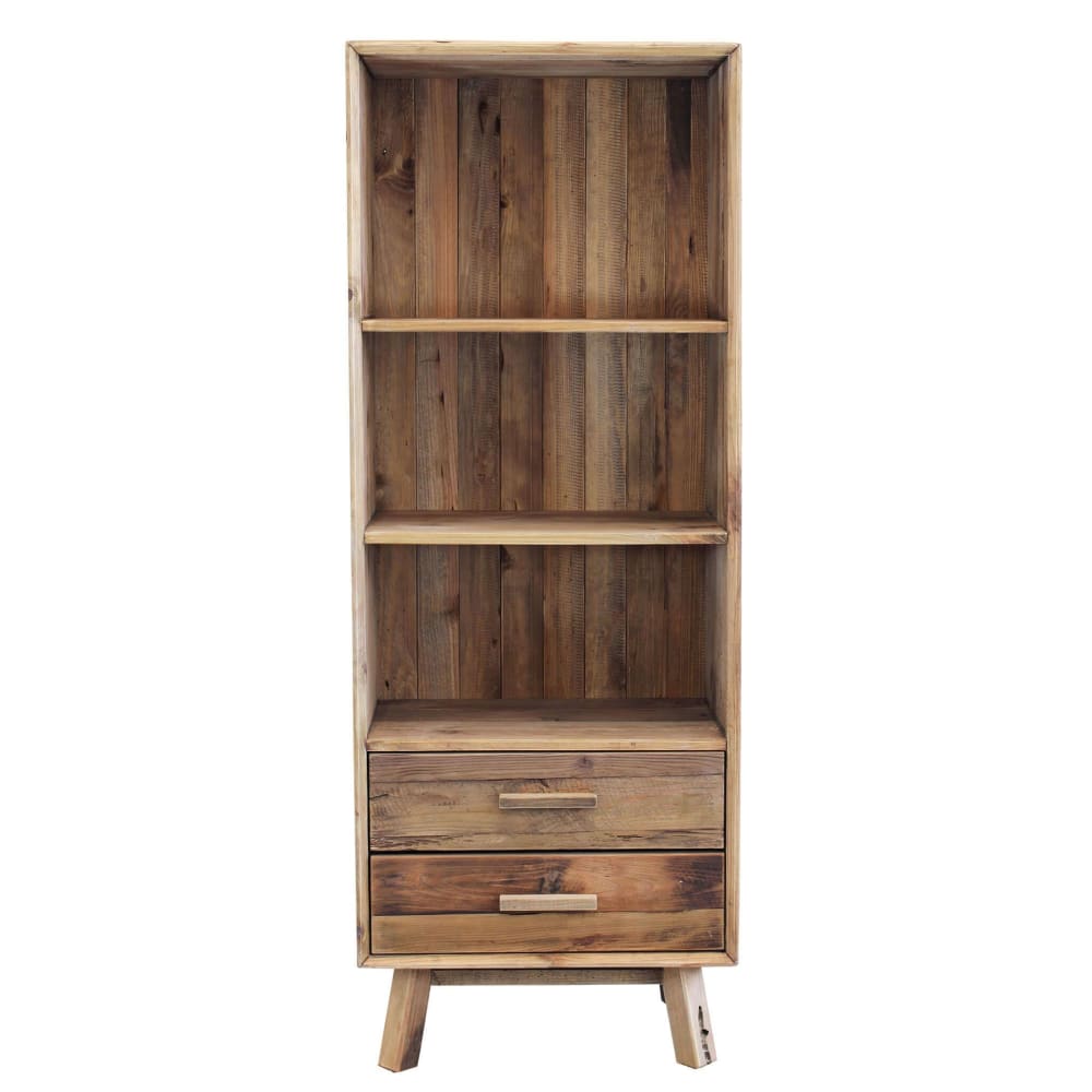 Libreria scaffale in pino riciclato marrone 60x40x160 - Modello Vintage - Marrone - LEGNO