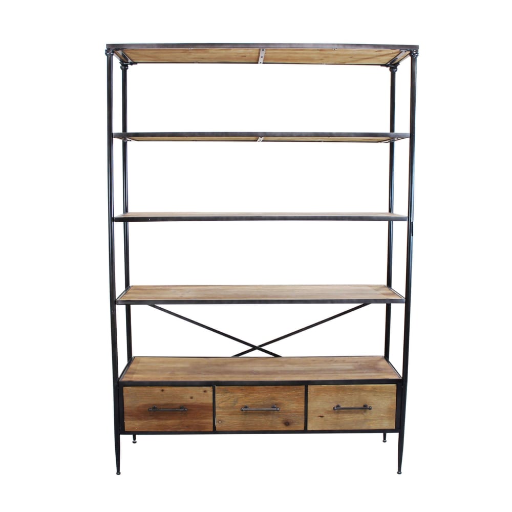 Libreria in legno e metallo marrone - LEGNO
