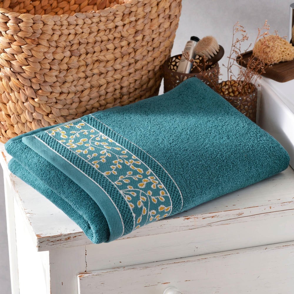 Drap de bain en coton 450 g/m² bleu canard 100x150cm