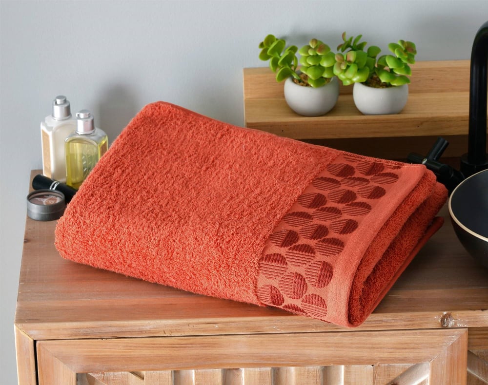 Drap de bain en coton 450 g/m² orange terracotta 70x140cm