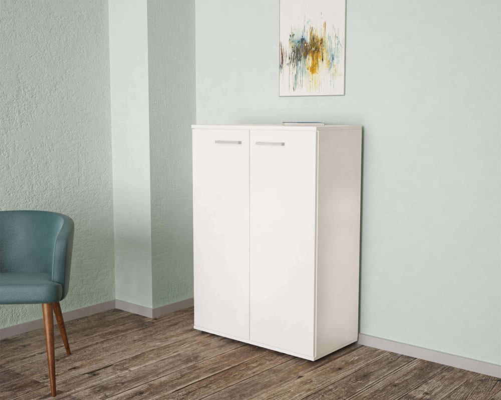 Credenza moderna in pannello di particelle bianca 68x34x93,5h cm