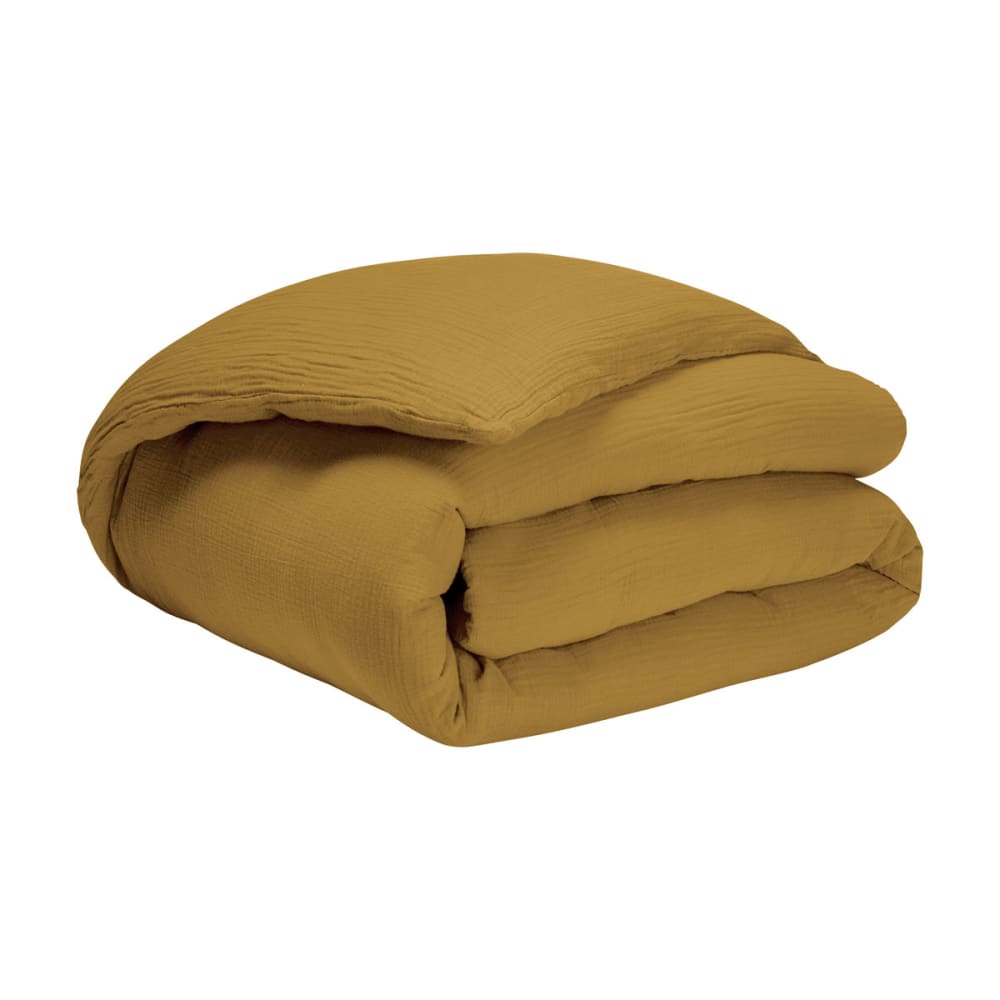 Housse de couette uni en gaze de coton jaune 140x200 — vue 3