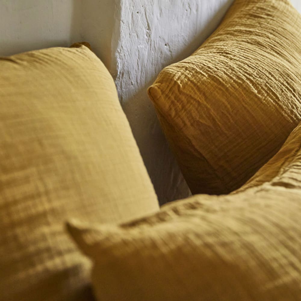 Housse de couette uni en gaze de coton jaune 140x200 — vue 4