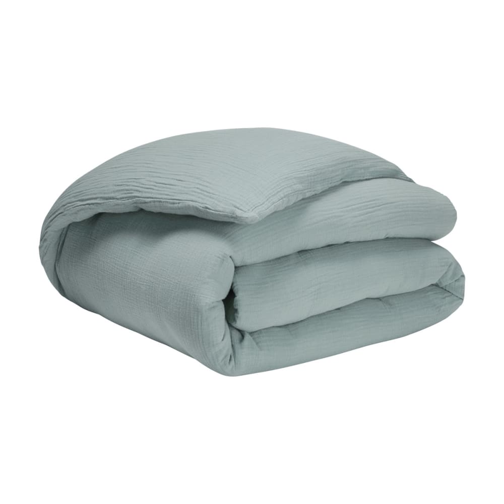 Housse de couette uni en gaze de coton vert 140x200 — vue 3