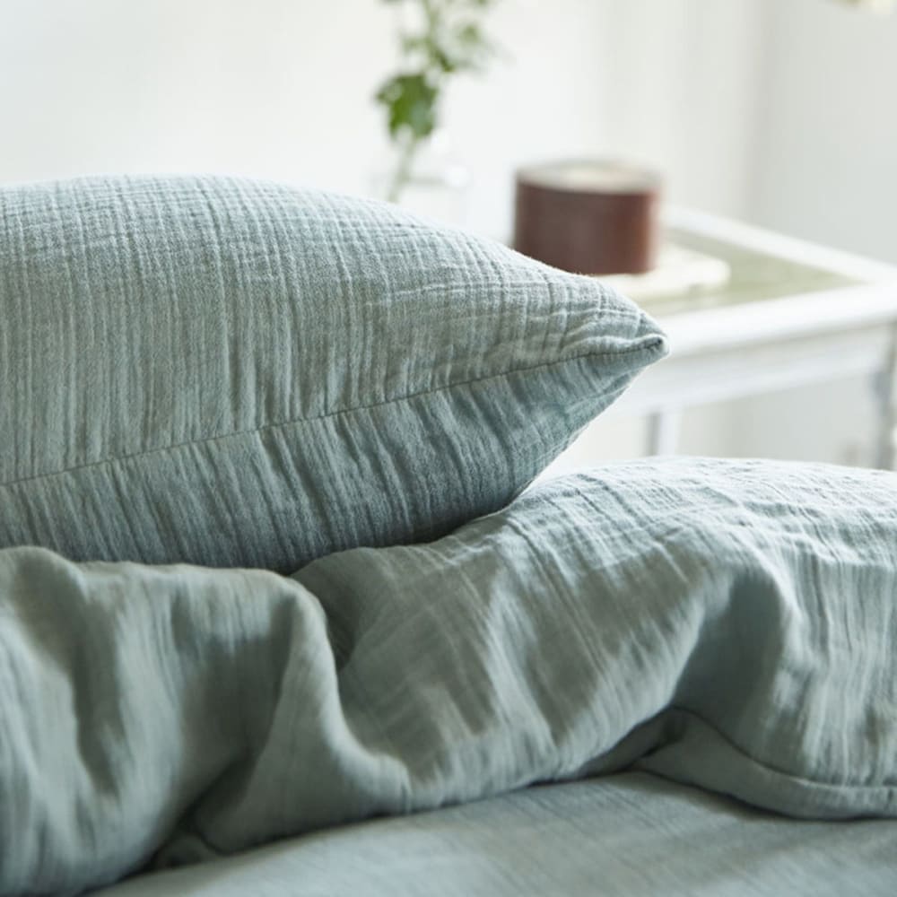 Housse de couette uni en gaze de coton vert 140x200 — vue 4