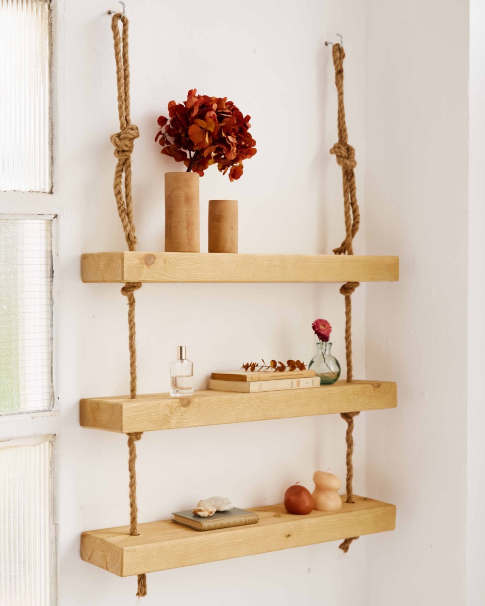 Hängeregal aus Massivholz Oliv 3 Böden 70 cm - Maisons Du Monde