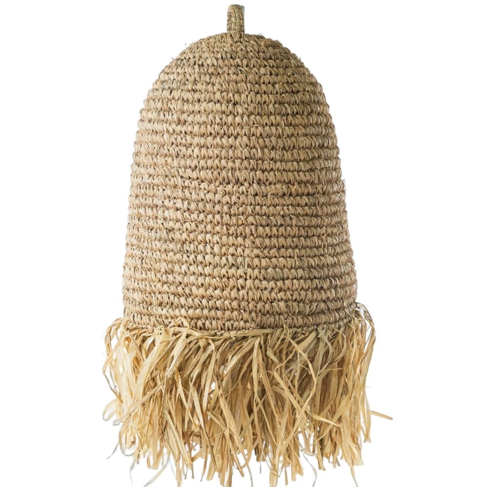 Lámpara de rafia natural con flecos d.25 cm