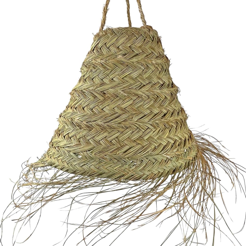 Lámpara de esparto con flecos d. 55 cm