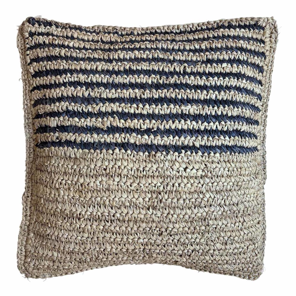 NATYAL Kissenbezug aus Naturfasern mit schwarzen Streifen 50 x 30 cm style seaside Beige Naturfasern