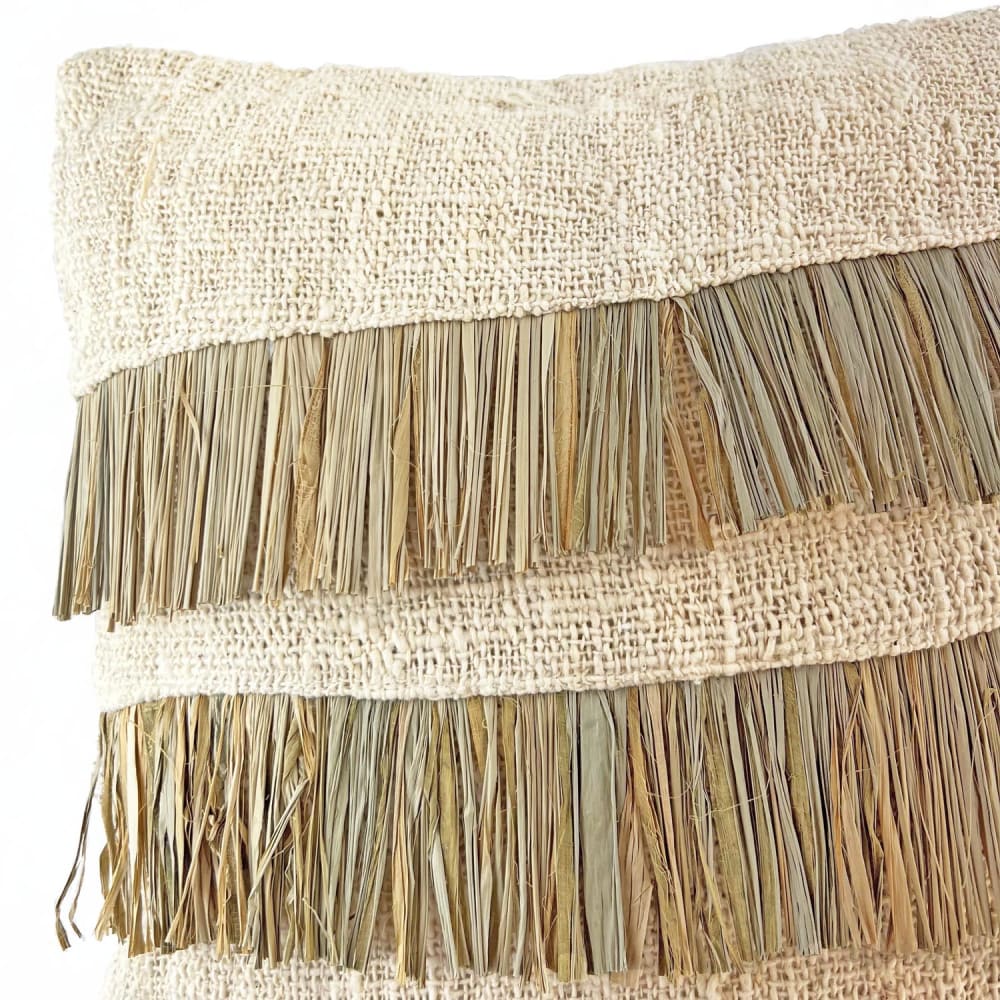 Plateau rond en rotin gris et blanc 40 cm - Maisons du Monde