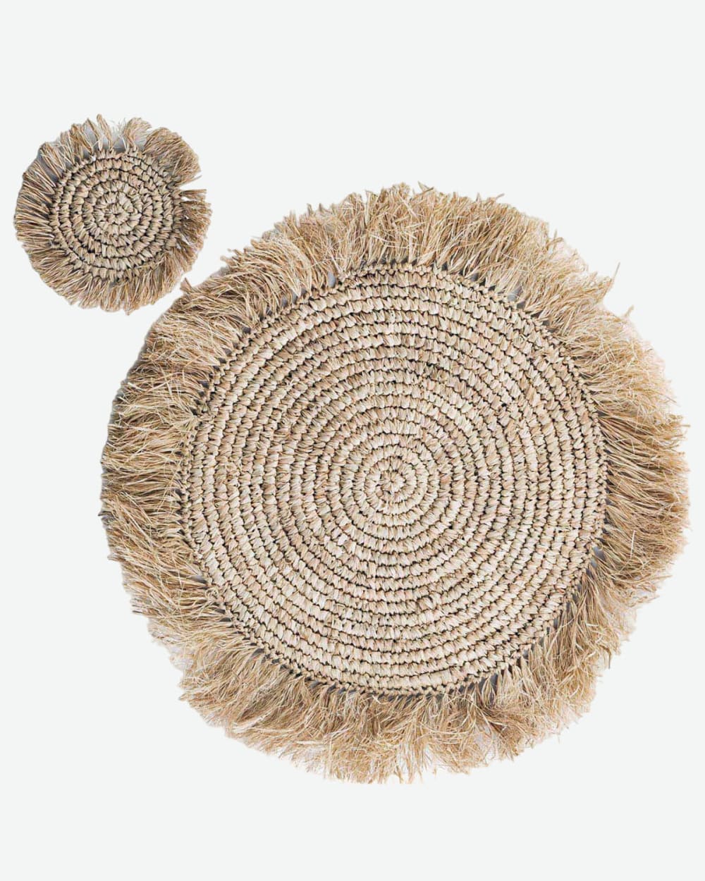 Cesto de rafia natural con tonos blancos d. 30 cm - Maisons du Monde
