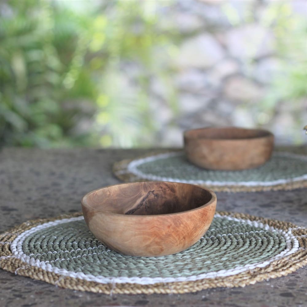 Panier de rangement en raphia beige et bleu d.25 cm