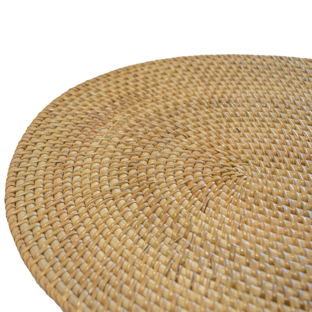 Cesto de rafia natural con tonos blancos d. 35 cm - Maisons du Monde