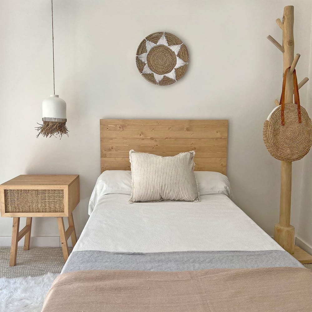 Lampe suspendue en terre cuite blanche avec franges naturelles D.20cm