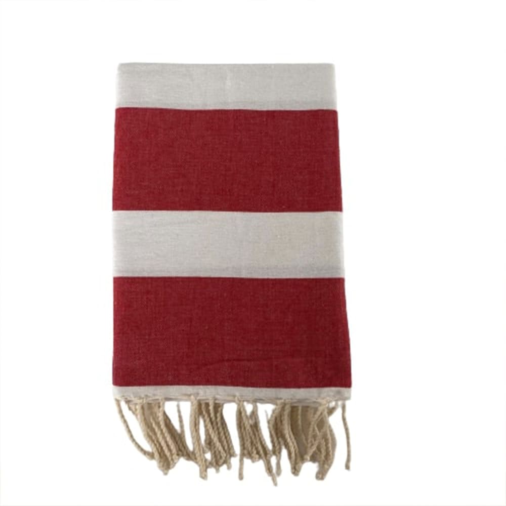Fouta traditionnelle ''Transat'' Rouge 100x200cm