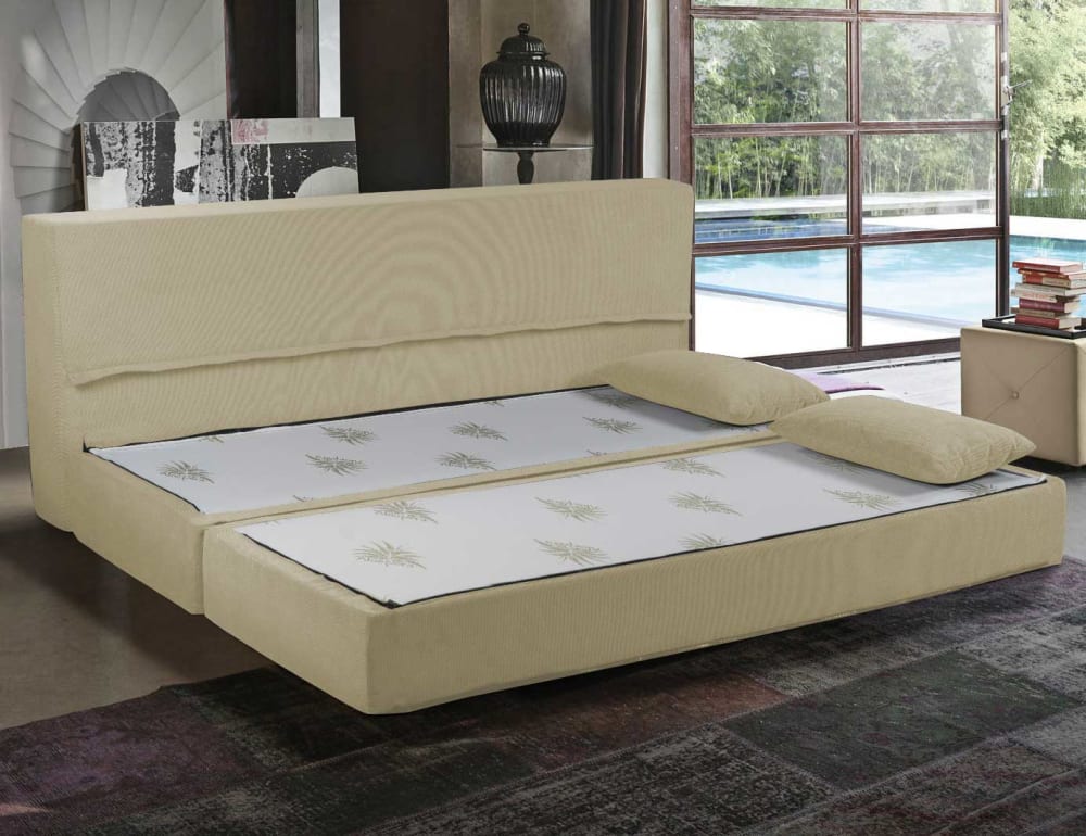 Divano Letto 3 Posti Sfoderabile e Lavabile, Avorio - Baldiflex