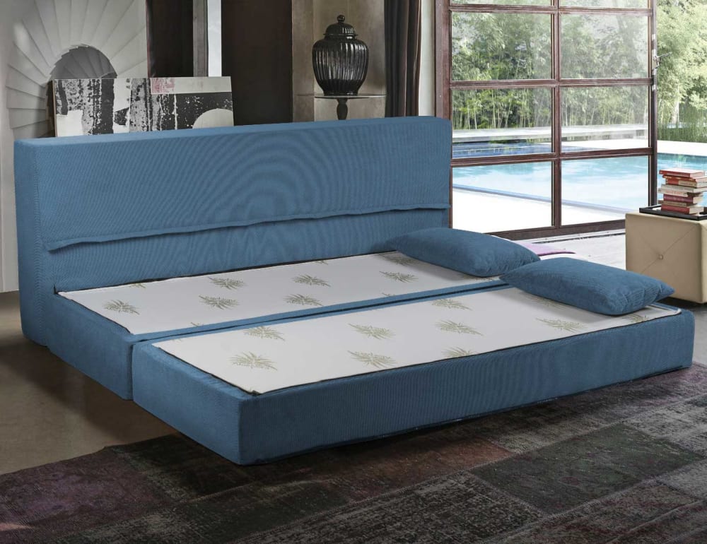 Divano Letto 3 Posti Sfoderabile e Lavabile, Jeans - Baldiflex