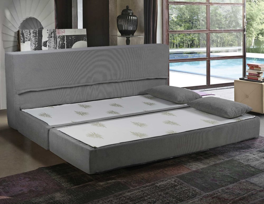 Divano Letto 3 Posti Sfoderabile e Lavabile, Grigio - Baldiflex