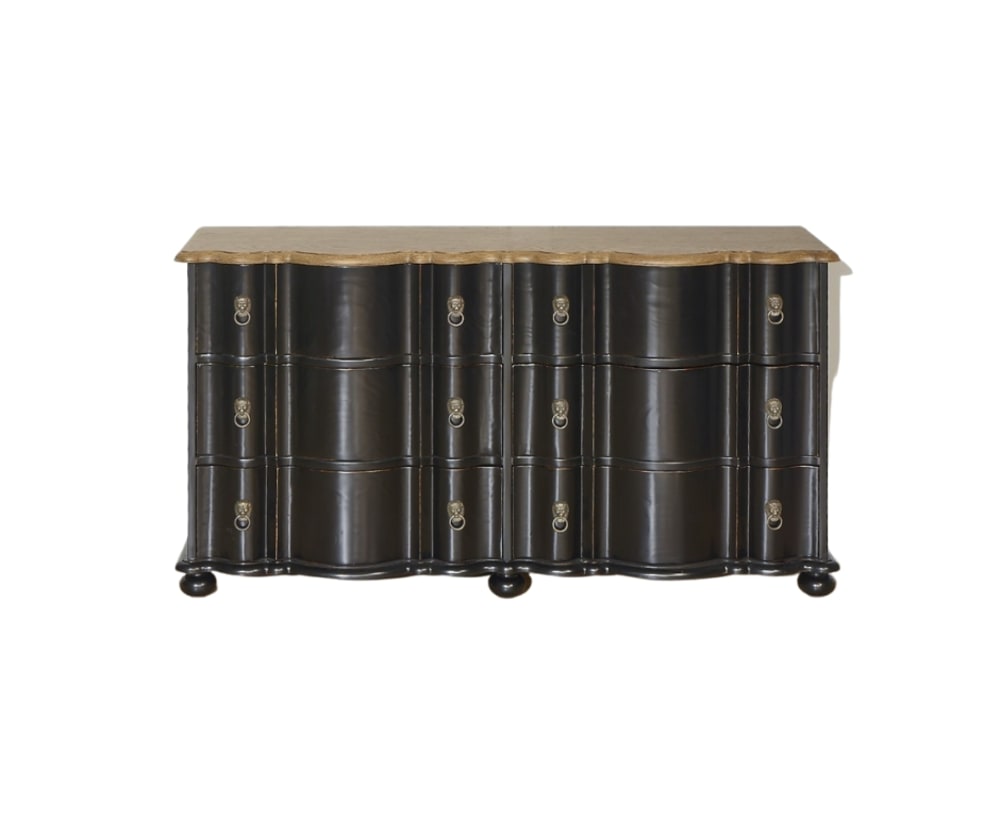 Commode 6 tiroirs plateau en chêne noir