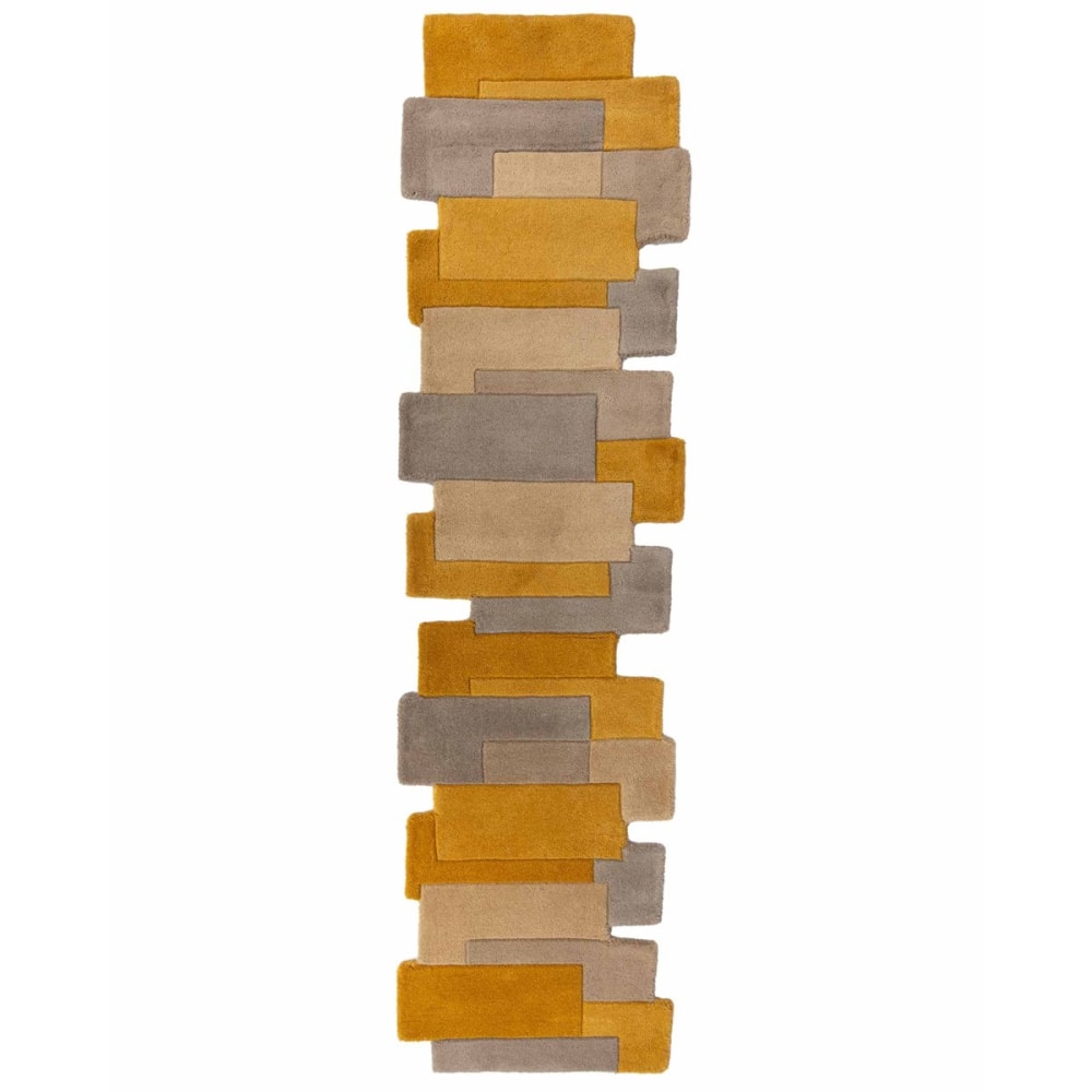 Tapis de couloir en laine jaune 60x230 cm