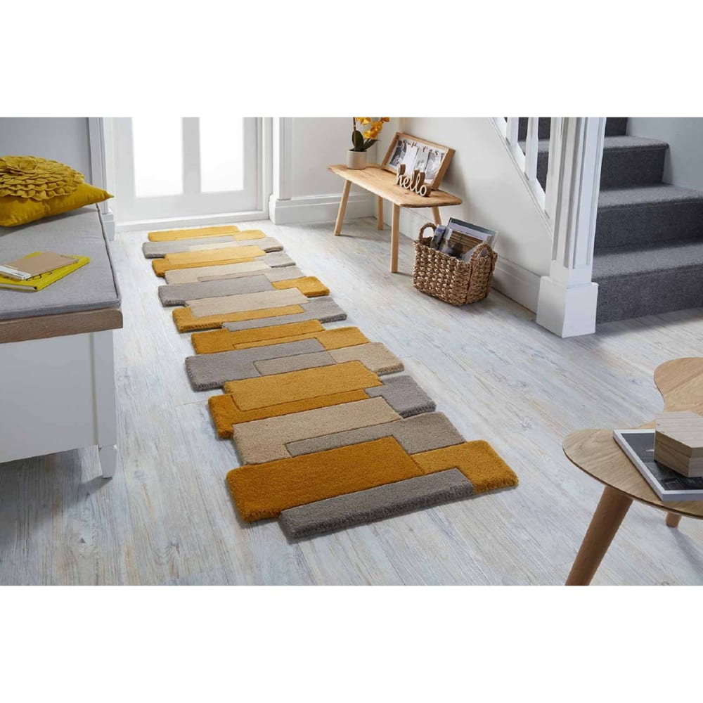 Tapis de couloir en laine jaune 60x230 cm — vue 3