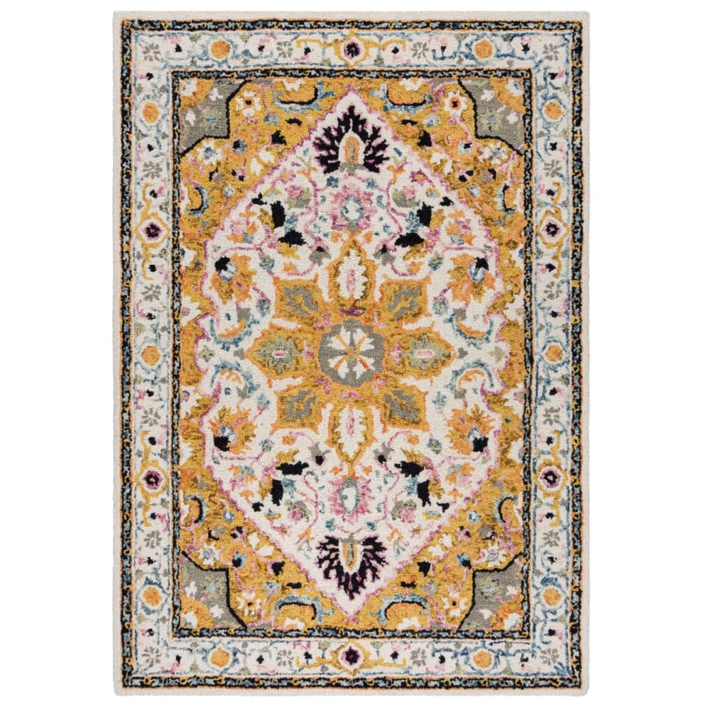 Tapis de salon en laine jaune 120x170 cm